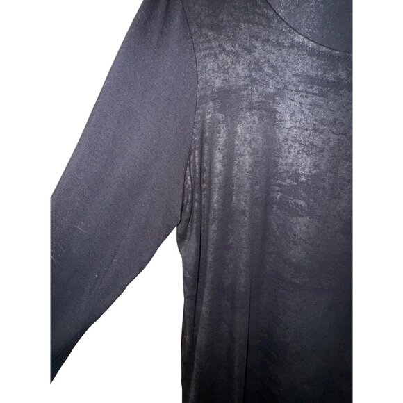 Cynthia Rowley Black Long Sleeve Top XL Goth Punk Rock Tee Shirt Stretch Casual - Picture 3 of 6